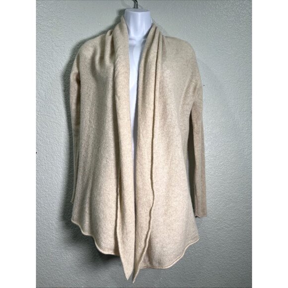 Club Monaco Cashmere Cardigan Womens S Oatmeal Drape Open Front Cozy Lightweight - Picture 1 of 9